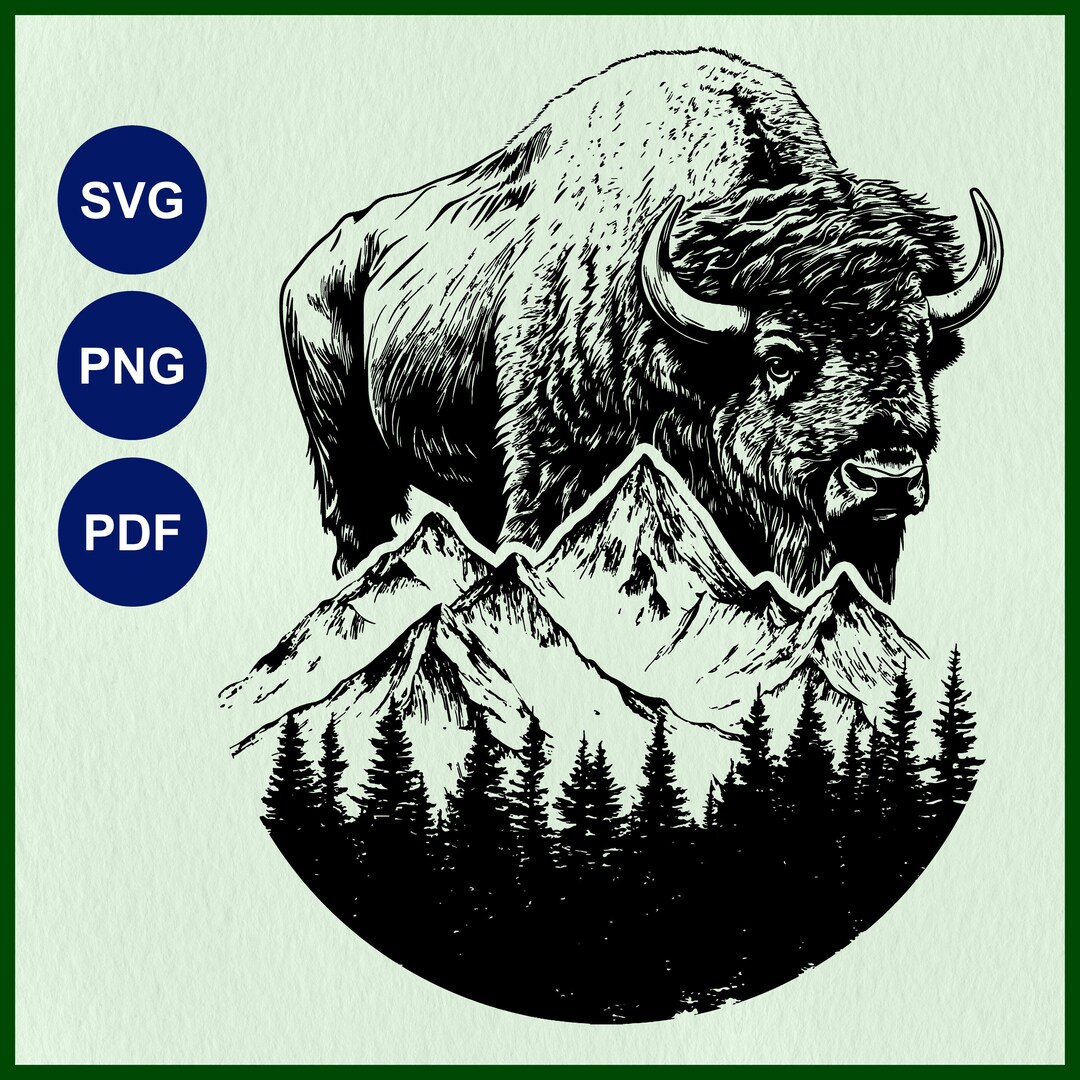 Bison SVG: Buffalo Vector File, American Bison Clipart, Mountain ...