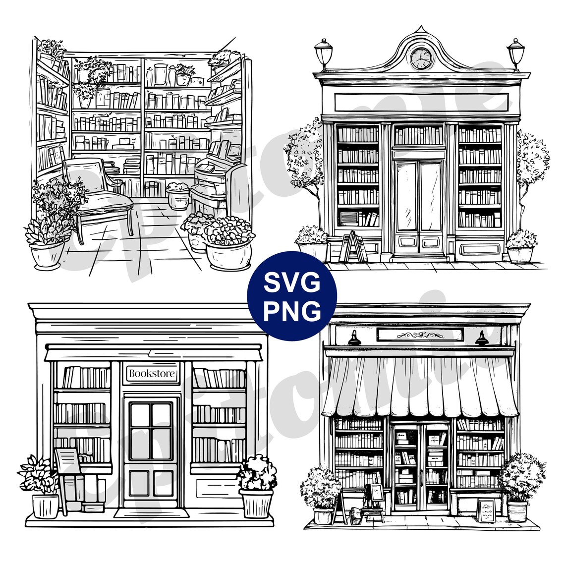 Book Shop SVG: Book Store Front, Cute Bookstore Vector File, Local ...