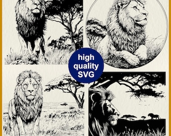 African Lion SVG: Lion on the Safari Logo, Majestic Big Cat Vector File, King of the Jungle Clipart