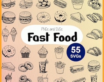 Fast Food SVG: Burger, Fries, Pizza, Junk Food Vector File