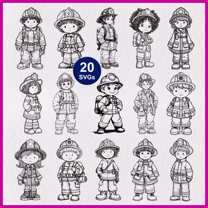 Bombero infantil SVG: Disfraz de bombero para niños Archivos vectoriales