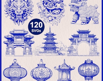 99 High Quality Asian Culture SVG | Asian Art Motif | Chinese SVG | Japanese Laser Cut | Pagoda Stencil | Line Art Oriental Clipart Designs