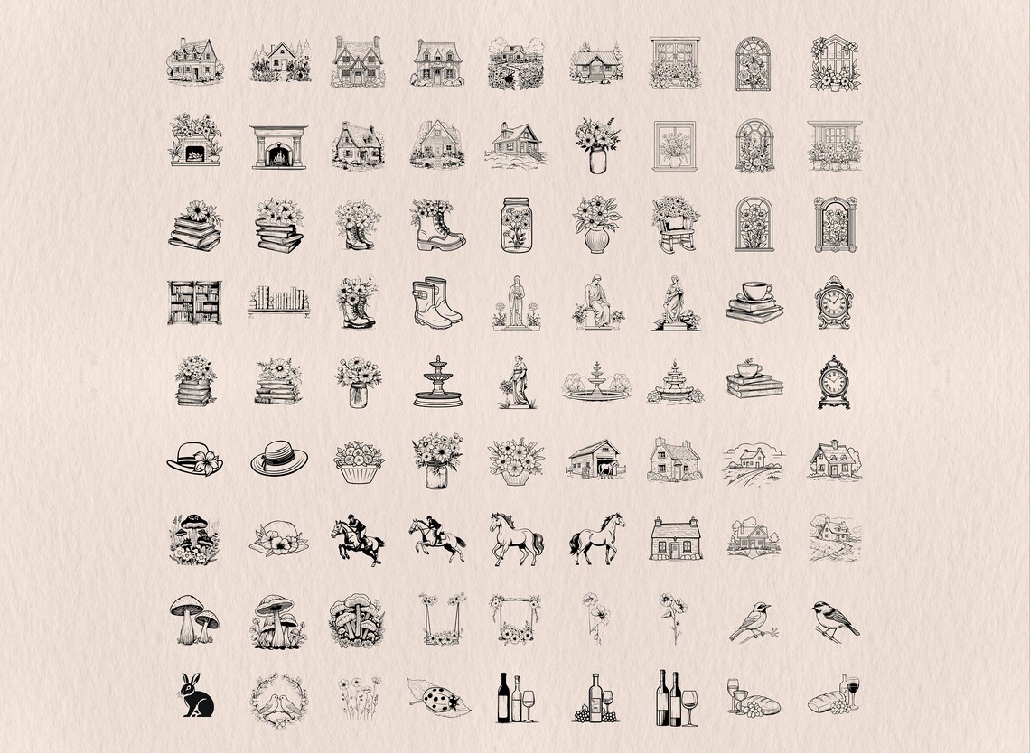 fall pattern - chesed cottage crafts | svg files |... Cottage SVG Bundle: Cottagecore Vector File, Country House, Countryside ...