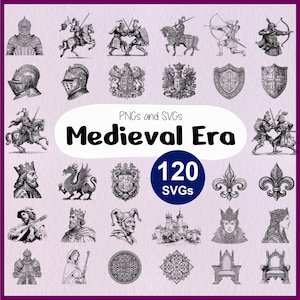 SVG medieval: SVG de la Edad Media, Caballero y Castillo Medievales, Historia Fantástica, Sello Heráldico