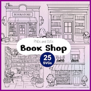 Book Shop SVG: Book Store Front, Cute Bookstore Vector File, Local Library Clipart
