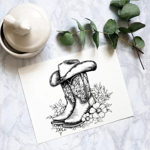 Floral Cowboy Hat & Boots SVG: Western Rodeo and Cowgirl Vector File image 5