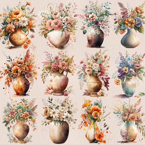 Vase of Flower Clipart, Floral Invitation Graphics, Flower Vase Graphics, Flower Jar Clipart, Floral Decoration PNG, Digital Download