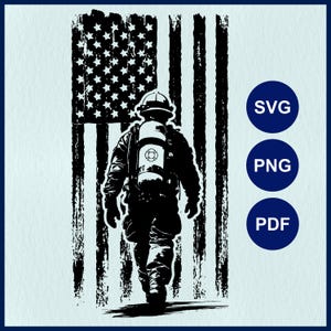 American Firefighter SVG | US Flag, Patriotic Fire Department, Firefighting | Brave Fireman Silhouette for Cricut, Laser Cut, Stencil, Decal