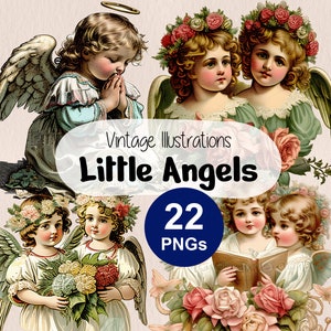 Vintage Little Angel Clipart, Cute Angel Clipart, Baptism Clipart, First Communion Clipart, Vintage Church Decor, Vintage Christmas Decor