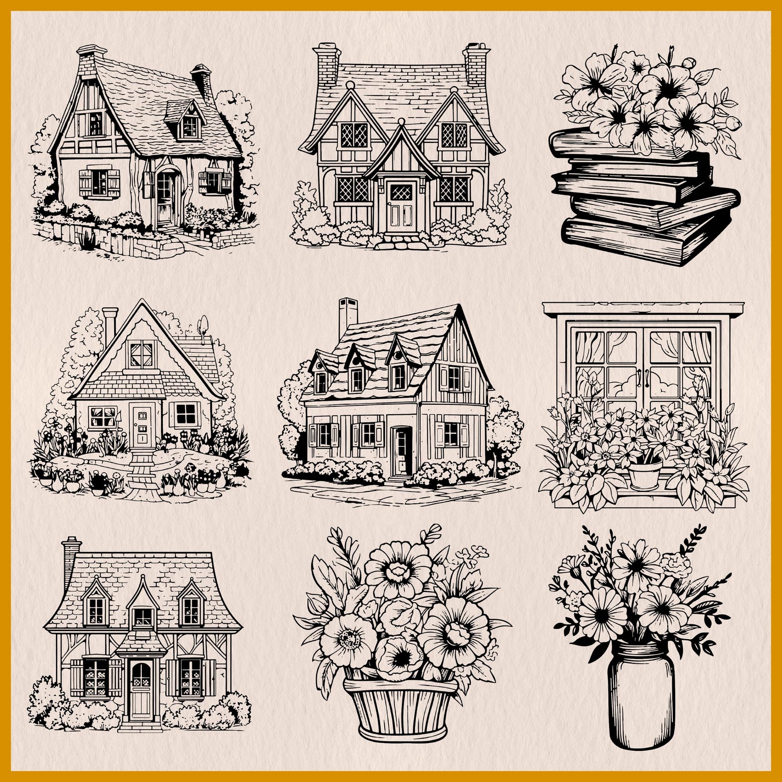 Cottage SVG Bundle: Cottagecore Vector File, Country House, Countryside ...