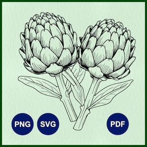 Artichaut SVG, fichiers de légumes pour Cricut, pochoir SVG légumes, clipart menu végétalien, fines herbes découpé au laser, décoration de jardin SVG, svg régime végétarien
