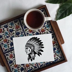 Native Chieftain SVG | Indian American Chief | Native American Tribal Chief | Indian Chieftain Head | Cricut Stencil | Laser Cut Line Art