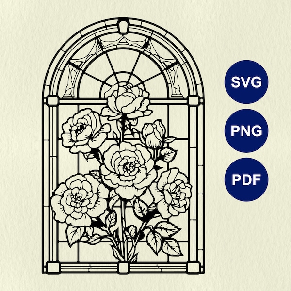 Fairy Tale Window SVG, Flower Window Cricut File, Fairy Tale Decorations Stencil SVG, Magical Window Lasercut, Stained Glass Window SVG