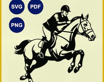 Horse Racer SVG: Equestrian Rider, Show Jumping Clipart, Horse Riding Vector File