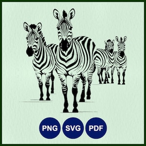 Zèbre SVG, fichier Cricut zèbre, lot de zèbres découpés au laser, pochoir troupeau de zèbres, famille zèbre SVG, silhouette zèbre, animal africain SVG, savane