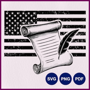 US Constitution SVG, We the People, Declaration of Independence, American Flag, The People Constitution, Cricut Stencil, Laser Cut Line Art