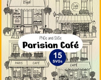 Parisian Cafe SVG: Coffee Shop, European Bistro, French Restaurant, Café Vector File, Coffee Storefront