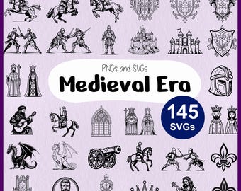Medieval SVG | Middle Ages SVG | Medieval Knight | Fantasy History | Medieval Castle | Heraldry Sigil | Cricut Stencil | Laser Cut Line Art