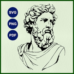 Sculpture antique SVG, SVG de Socrate, philosophe grec Cricut, statue romaine découpée au laser, pochoir de sculpture en marbre, sculpture d'hommes grecs antiques