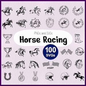 Horse Racing SVG | Horse Riding SVG | Equestrian SVG Cut File | Race Horse Rider | Cricut Stencil | Laser Cut Line Art | Horse Racing Logo