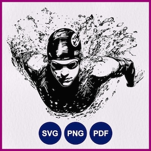 Swimmer SVG Cricut, Swimming SVG, Swim Competition, Swim Championship, Pool Decor PNG, Laser Cut Line Art, Vector Graphic, Stencil Cut File