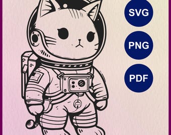 Catstronaut hochwertige SVG: Katze Astronaut Clipart, Katze im Weltraum, Weltraum Katze Vektor-Datei