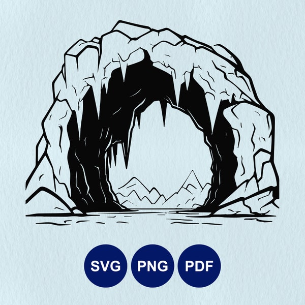 Arctic Tundra SVG, Ice Cave SVG Cricut, Antarctica SVG Stencil, North Pole Lasercut, South Pole Clipart, Ice Formation, Antarctica Clipart
