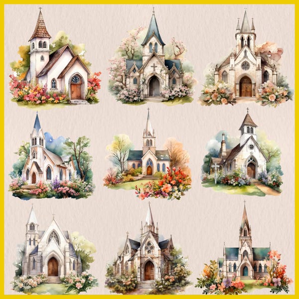Spring Church Frame Church Spring Clipart - Etsy