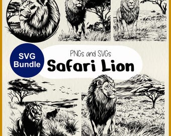 Safari Lion SVG: African Lion Vector File, Lion King Logo, Savannah Animal Clipart
