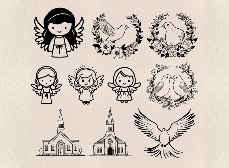 Church SVG Bundle: Baptism & First Communion, Christian Chapel Decor ...