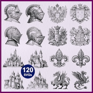 145 Medieval Theme SVG: Medieval Sigil, Family Crest, Royal Symbol & Heraldry Vector File