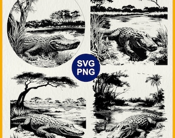 Crocodile SVG: Alligator, Salt Water Crocodile, Reptile Vector File