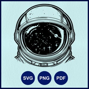 Capacete de astronauta SVG de alta qualidade, arquivos Cricut de traje espacial, corte a laser de capacete espacial, estêncil de traje da NASA, clipart de traje de astronauta, equipamento da NASA png