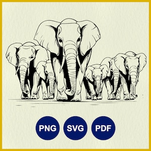 Elephant Family SVG: Pack of Elephants, Elephant Herd, Baby Elephant Vector File