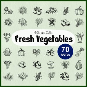 Plantaardige SVG-bundel | Groenten Clipart | Groentensilhouet | Verse kruiden | Tuinieren-SVG | Cricut-sjabloon | Lasergesneden lijntekeningen | Vector: