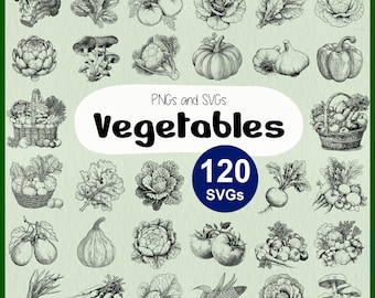 Fresh Vegetables SVG: Veggies Clipart, Vegetable Vector File, Fresh Herbs and Gardening