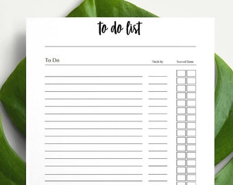 Simple To-Do List | ADHD To-Do List | One Page | With finish by date | Productivity