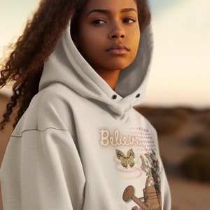 Believe - You Are Enough / Inspiring & Motivational women and teenager hooded sweatshirt great for school, work or play warm cotton gift.