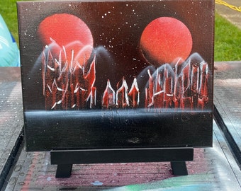 spray paint art Double moon city