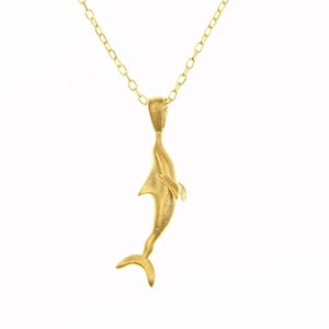 Gold Dolphin pendant, 14k Gold Dolphin Charm Necklace, Dolphin Pendant, Dainty Gold  Dolphin Pendant, Unisex Gift, Animal Jewelry