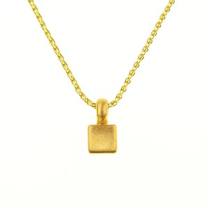 14k Solid Gold Cube Pendant Necklace: Minimalist Charm