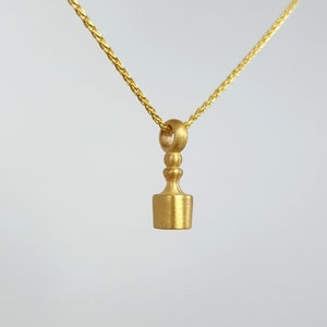 Solid 14k Gold Scale Weight Pendant Necklace: Minimalist Jewelry