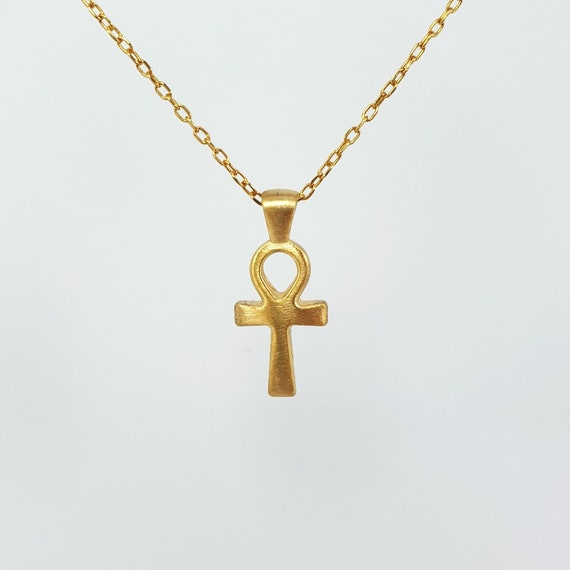 Gold Ankh Necklace with Link Solid 14K Ankh Charm Pendant Ankh Cross 14K Gold Pendant Unisex Gift Spiritual Jewelry Etsy