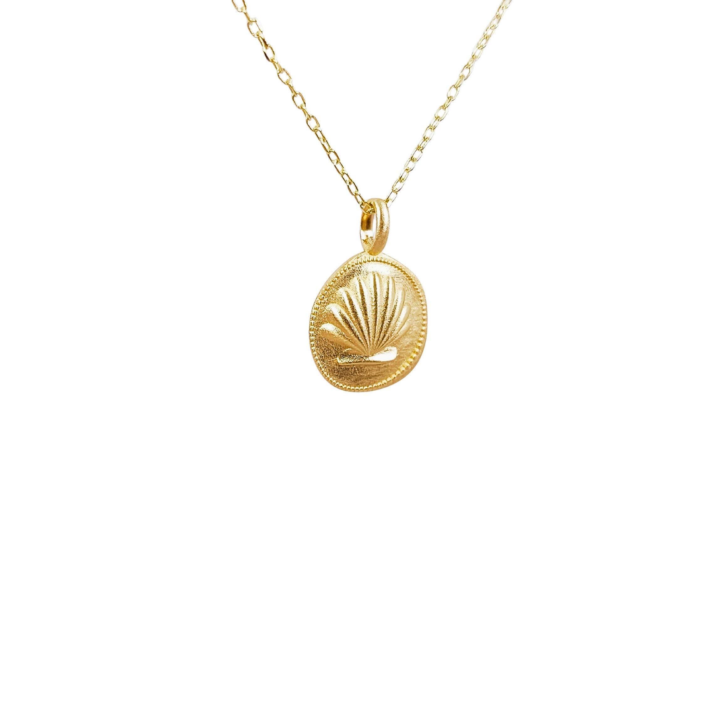 Shell Coin Pendant 14k Solid Aphrodite Shell Coin Pendant Spirit Nature Charm: Greek ...