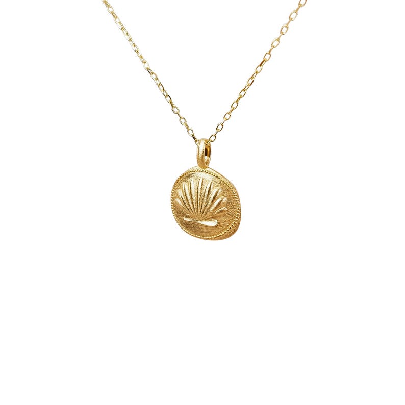 Shell Coin Pendant 14k Solid Aphrodite Shell Coin Pendant Spirit Nature Charm: Greek ...