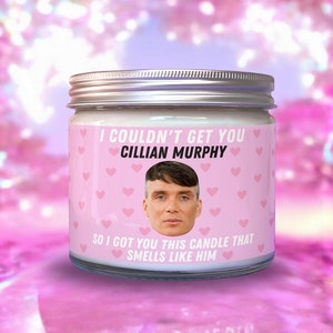 Sojageurkaars Cillian Murphy | Grote 9 oz door fans geïnspireerde kaars met deksel | Grappige verjaardagskaars, nieuwtje