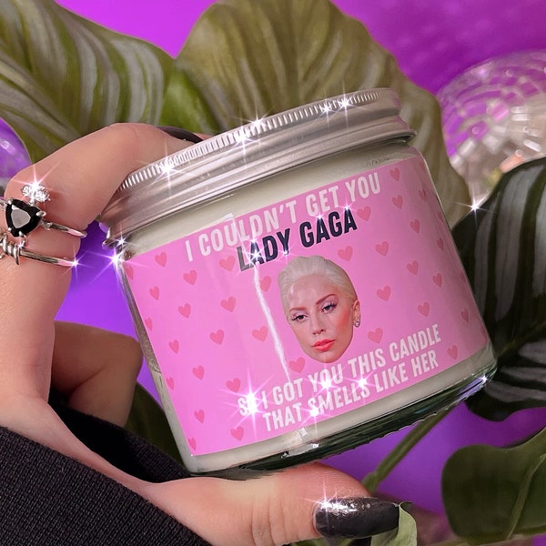 Lady Gaga scented soy wax candle | Large 9oz fandom inspired candle | Cute funny candle | Party novelty gift