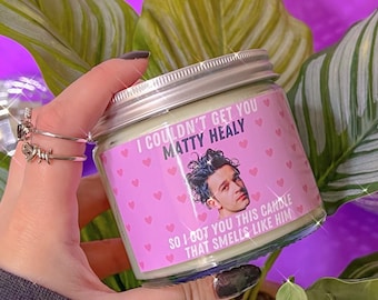 Matty Healy scented 9oz soy wax candle  | Large vegan candle with lid | Cute, funny birthday candle, novelty gift | Illustrated print