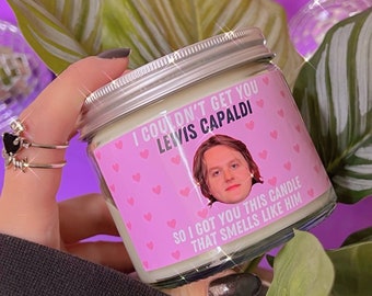 Lewis Capaldi scented soy wax candle | Large fandom inspired candle | 9oz vegan candle | Cute funny novelty gift, birthday candle