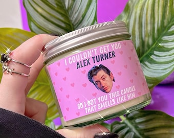 Alex Turner scented soy wax candle | Large 9 oz candle with lid | Funny, cute birthday candle | Novelty present